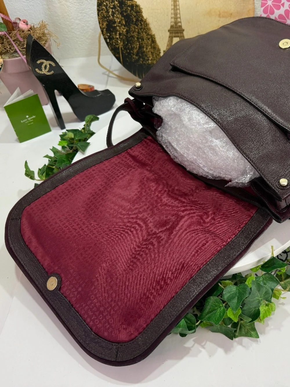 KATE SPADE RICH DARK BURGUNDY SUEDE LEATHER LARGE TASSEL BAG!